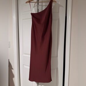 BHLDN One-Shoulder Wine Dress